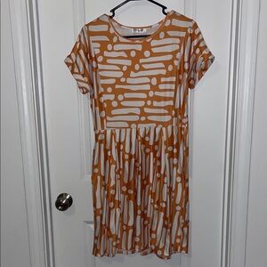 Orange and White Patterned Dress